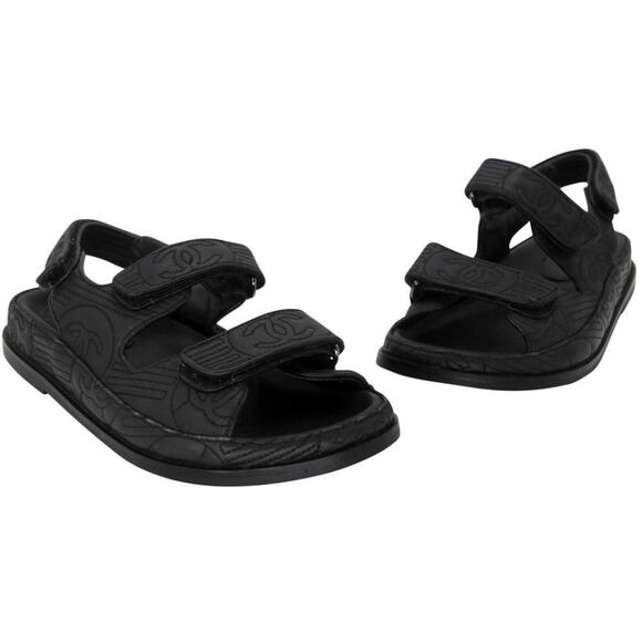 Chanel Chunky Cc Logo Embossed 39 Leather Dad Sandals CC-0525N-0212 - Picture 2 of 11